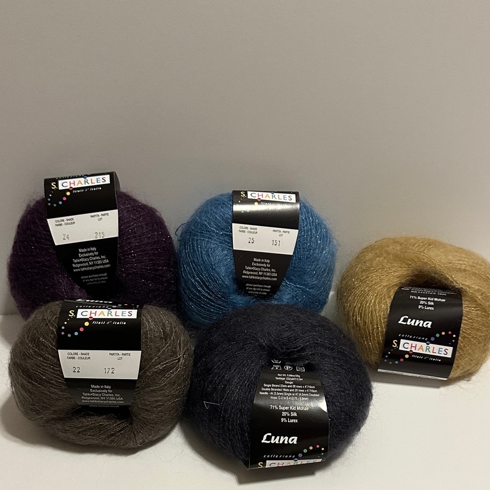 S. Charles Luna Yarn Set - Purple, Blue, Gold, Grey and Black lot of 5